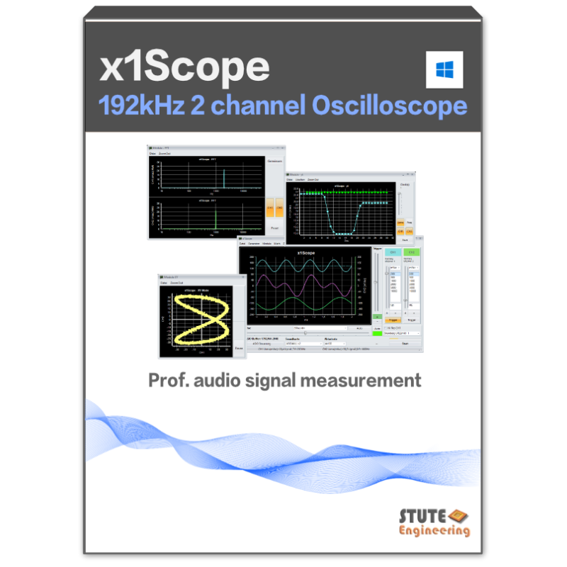 x1Scope - 32bit Audio 2-channel oscilloscope  with FFT, data logger, XY view and sine wave generator