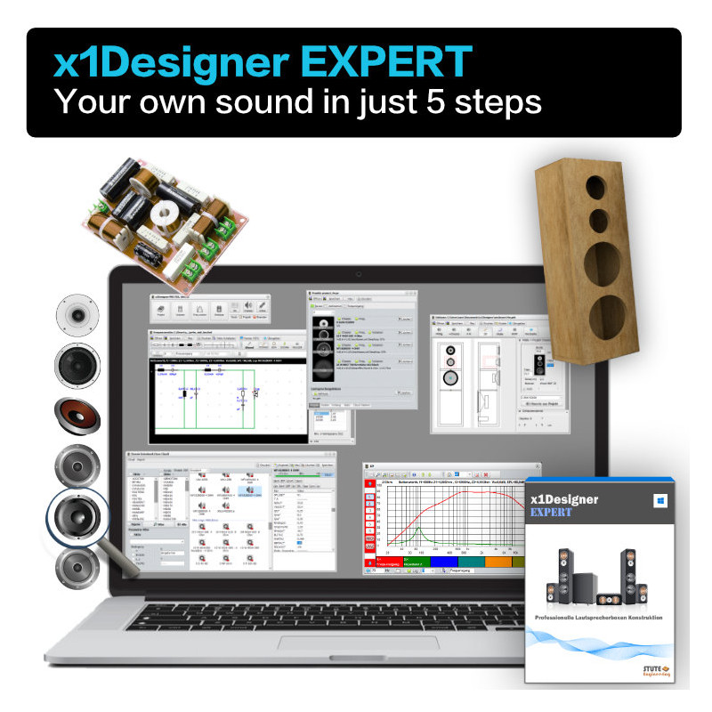 x1Designer EXPERT - In nur 5 Schritten zur eigenen Top Lautsprecherbox (HiFi, PA, Car)!