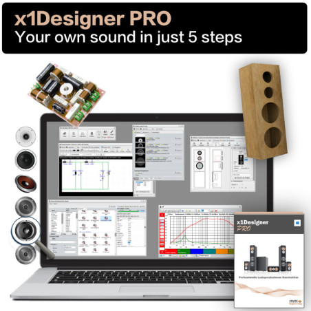 x1Designer PRO - Just 5 steps to your own top-quality speaker (hi-fi, PA, car)! Additional features.