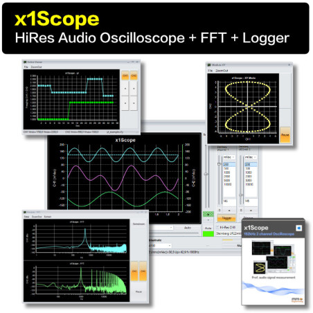 2-ch oscilloscope with FFT, data logger, XY view,  sine wave generator